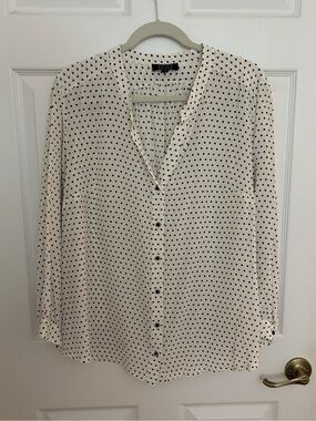 AYR Cream and Black Polka Dot Button-Up Shirt